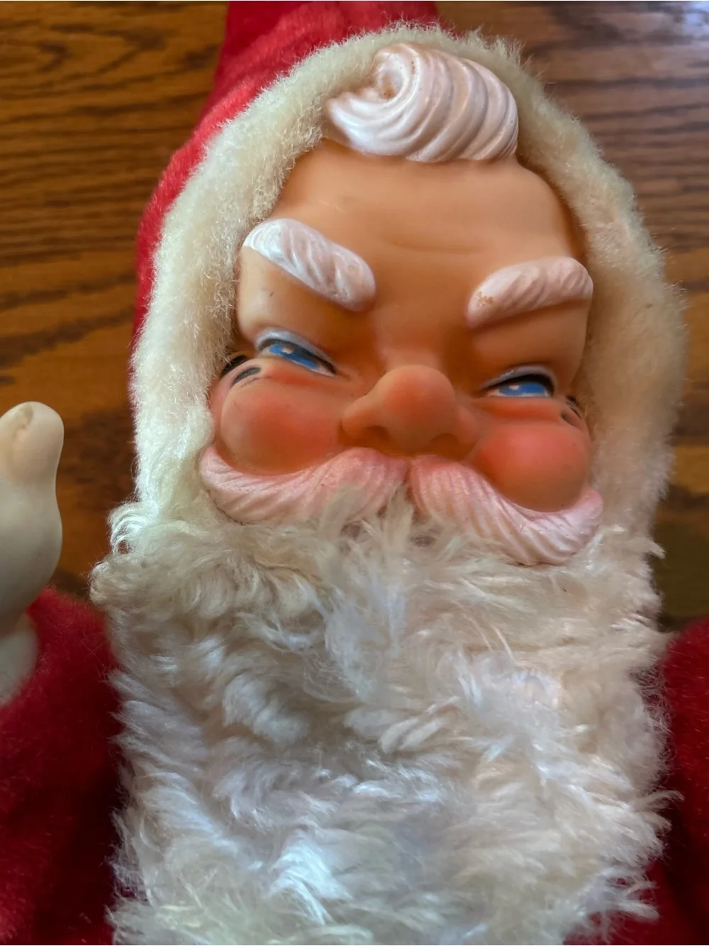 Vintage 1950s Rubber Face Santa Claus Plush Doll Mid Century Christmas Decor